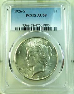 1926 S ピースドル PCGS AU58 *VAM 5a は低回転を 2 倍にしました。 TOP50* BRと激突