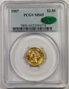 1907 $2.5 PCGS/CAC MS 65 (VP-002 1907/1907) リバティ ヘッド ゴールド クォーター イーグル