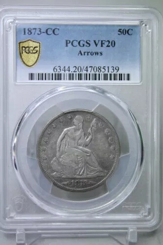 1873-CC シーテッド リバティ ハーフダラー 50C アローズ PCGS VF20 #5139