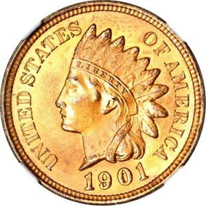 1901 1C インディアン セント NGC MS66RD