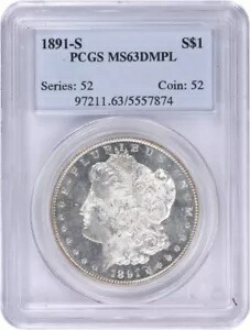 1891-S モーガン シルバー ダラー MS63DMPL PCGS