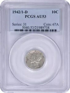 1942/1-D マーキュリー シルバー ダイム AU53 PCGS