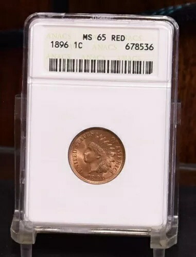 1896 インディアン セント - ANACS MS65 レッド (#53774-L)