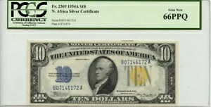 1934A $10 北アフリカ - 第二次世界大戦緊急号 Fr# 2309 PCGS Gem66 PPQ