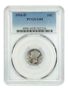 1916-D 10C PCGS Good 4 - マーキュリー ダイム - 人気のキー日付