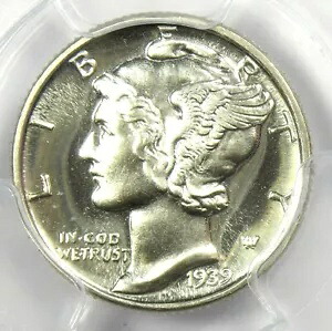 1939 プルーフ マーキュリー ダイム 10C コイン - 認定 PCGS PR68 (PF68) - 1,800 ドル相当