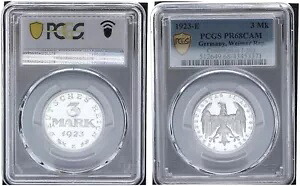 ワイマール 3 マーク アルミニウム J.303 1923 E プルーフ PCGS PR68CAM 90836 410,850円