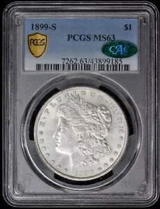 1899-S $1 モルガン ドル PCGS MS63 (CAC)