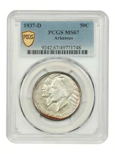 1937-D 50C アーカンソー PCGS MS67 - クラシック シルバー 記念品 - 低造幣品