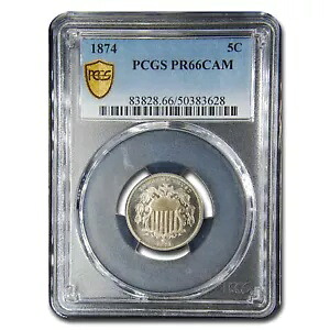 1874 シールド ニッケル PR-66 カメオ PCGS