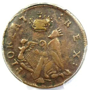 1670 ニュージャージー セント パトリック ファーシング コロニアル コイン 1/4P - PCGS VF35 - 2000 ドル相当