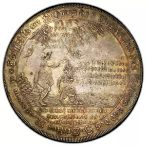 1753年、ハルツ（ニーダーザクセン州）。ターラー (タウフタラー) シルバー コイン。トップポップ！ PCGS AU-58！