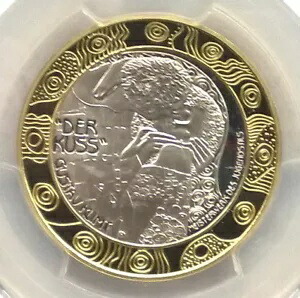 オーストリア 1997 グスタフ キルムト「キス」 250 ユーロ PCGS PR68 金貨、プルーフ、レア