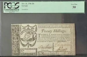 20 シリング ジョージア植民地通貨等級 PCGS VF 30 !すべてのリストをチェックしてください