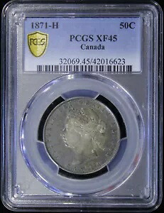 カナダ 1871H 王立カナダ造幣局 シルバー ハーフダラー 50 セント PCGS XF45
