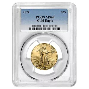 2024 $25 アメリカン ゴールド イーグル 1/2 オンス PCGS MS69 ブルー ラベル