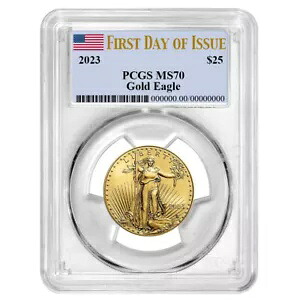 2023 $25 アメリカン ゴールド イーグル 1/2 オンス PCGS MS70 FDOI フラグ ラベル