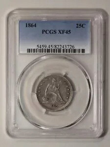 1864 25C リバティ シーテッド クォーター PCGS XF45