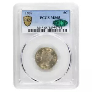 1887 5c リバティ V ニッケル - PCGS MS65 CAC - 微妙な調色 420,640円