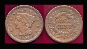 1857 1C ラージ デイト 編み込みヘア ラージ CENT++