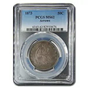 1873年 リバティ シーテッド ハーフダラー MS-62 PCGS (アローズ)