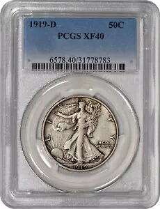 1919-D ウォーキング リバティ ハーフダラー 50c PCGS XF40 - とても満足です!
