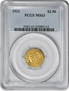 1911 $2.50 ゴールド インディアン MS63 PCGS