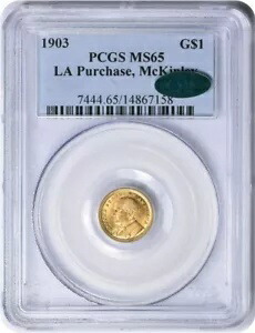 1903 年 LA 購入 - マッキンリー $1 ゴールド MS65 PCGS (CAC)