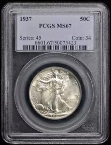 1937 50C ウォーキング リバティ ハーフダラー PCGS MS67