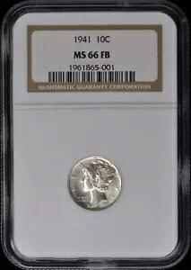 1941-1945 マーキュリー ダイム 10C PDS NGC MS65FB-MS66-MS66FB ショート セット