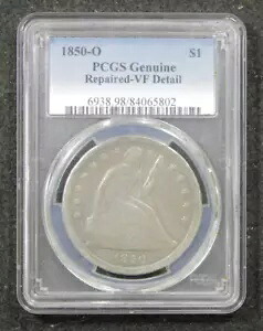 1850-O シーテッド リバティ シルバー ドル 1 ドル - PCGS VF 詳細 - 珍しい初期のコイン!