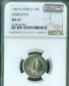 1967 南アフリカ アフリカーンス 10 セント NGC MS67 MAC 品質??