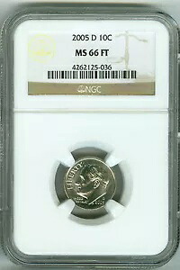 2005 D MS66 FT NGC ルーズベルト ダイム、ビジネス、フルトーチ、ロー ポップ、アイス ホワイト、レア