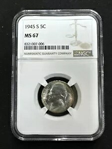 1945 s ジェファーソン ニッケル Ms67 Ngc I703