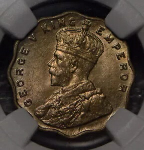 英国領インド 1919 アンナ NGC MS62 NG0916 コンバイン発送