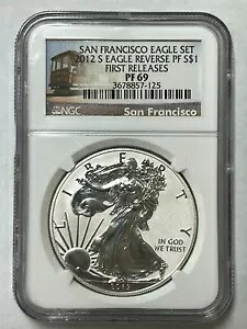 2012-S 1 オンス アメリカン シルバー イーグル $1 リバース プルーフ コイン NGC PF69 初回リリース