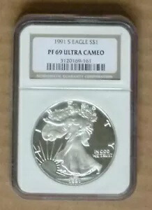 1991 S アメリカン シルバー イーグル - NGC PF 69 ウルトラ カメオ