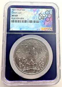 2023 ニウエ チェコ ライオン S $2 NGC MS69 1オンス シルバー コイン # 8161059-004