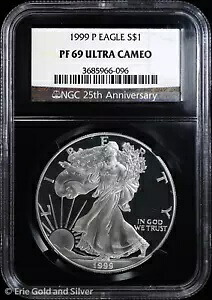 1999 P $1 プルーフ アメリカン シルバー イーグル NGC PF 69 ウルトラ カメオ | PR