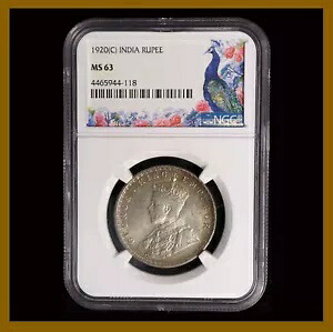 英領インド 1 ルピー、1920 (C) Calcutta NGC MS 63 King George V 4465944-118