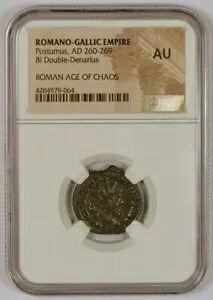 ローマ帝国 AD 260-269、Postumus NGC グレード AU のダブル デナリウス古代コイン