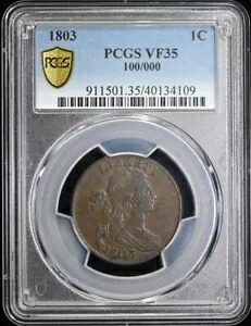 1803 1C 100/000 ドレープ バスト セント PCGS VF35BN|WORLD RESOURCE【KING店】