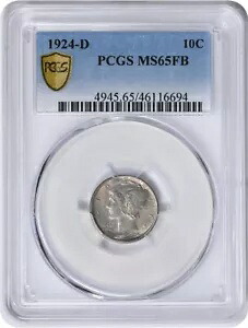 1924-D マーキュリー シルバー ダイム MS65FB PCGS|WORLD RESOURCE【KING店】