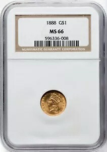 1888 ゴールド ダラー - タイプ 3 G$1 NGC MS66｜WORLD RESOURCE【KING店】