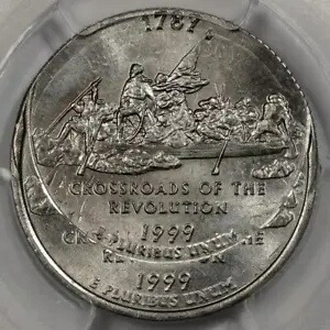 1999 PCGS MS64 ダブルストラクオフセンター ニュージャージークォーター ミントエラー 2 日付|WORLD RESOURCE【KING店】