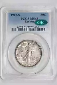 1917-S リバース ウォーキング リバティ ハーフダラー PCGS MS63 CAC PQ!|WORLD RESOURCE【KING店】