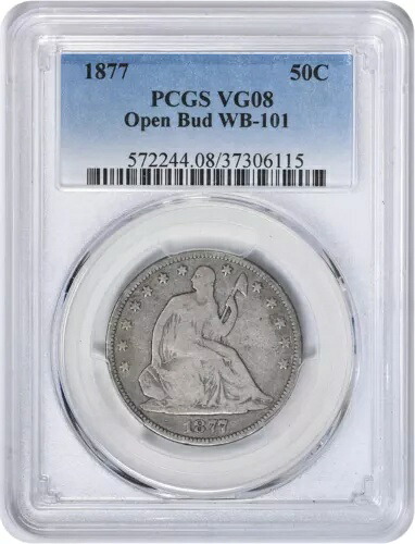 1877 リバティ シーテッド シルバー ハーフダラー オープンバド WB-101 VG08 PCGS｜WORLD RESOURCE【KING店】