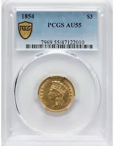 1854年 $3 3ドル PCGS AU55｜WORLD RESOURCE【KING店】