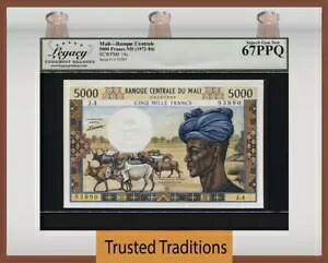 TT PK 14c 1972-84 マリ バンク セントラル 5000 フラン LCG 67 PPQ 素晴らしい宝石 新品|WORLD RESOURCE【KING店】
