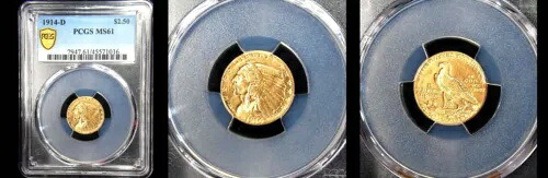 1914-D $2.5 PCGS MS61-PQ インディアン ヘッド ゴールド クォーター イーグル---｜WORLD RESOURCE【KING店】 712,360円